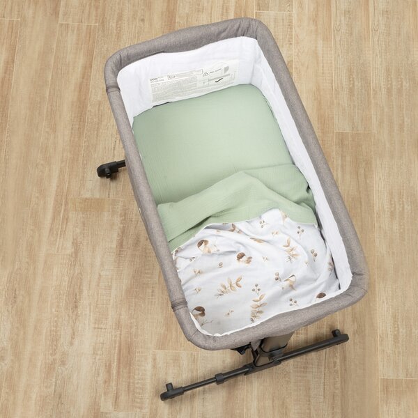 Lenjerie de vara din muselina pentru co-sleeper Kidizi Birdy, include cearceaf, perna si paturica cu doua fete, bumbac 100%