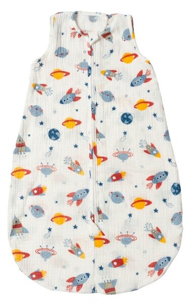 Sac de dormit de vara pentru copii din muselina dubla 0-6 luni Kidizi Space bumbac 100%, 0.3 tog