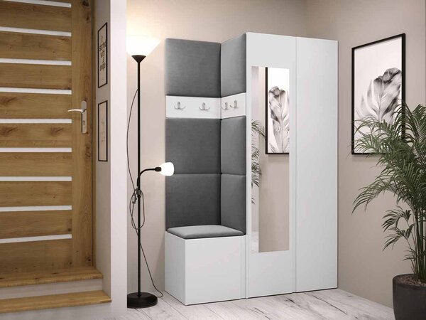 Mobilier hol Tovenaz XXVI (alb + oțel gri). 1123035