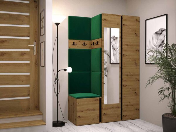 Mobilier hol Tovenaz XXVI (stejar artisan + negru). 1123048
