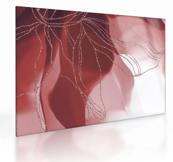 Tablou pe sticlă - Floare abstractă roșie N⁰1 (70x50 cm)