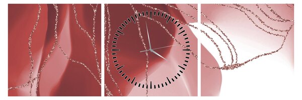 Tablou - Floare abstractă roșie N⁰1 (cu ceas) (90x30 cm)