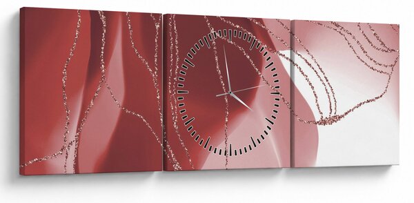 Tablou - Floare abstractă roșie N⁰1 (cu ceas) (90x30 cm)