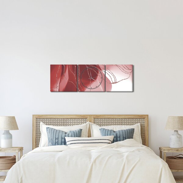 Tablou - Floare abstractă roșie N⁰1 (cu ceas) (90x30 cm)