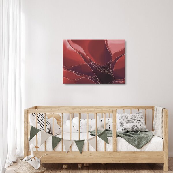 Tablou pe sticlă - Floare abstractă roșie N⁰2 (70x50 cm)