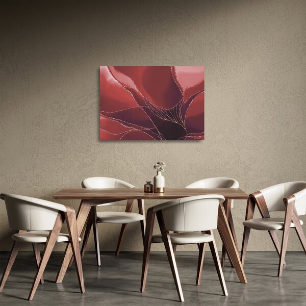 Tablou pe sticlă - Floare abstractă roșie N⁰2 (70x50 cm)