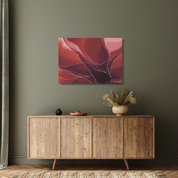 Tablou pe sticlă - Floare abstractă roșie N⁰2 (70x50 cm)