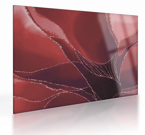 Tablou pe sticlă - Floare abstractă roșie N⁰2 (70x50 cm)