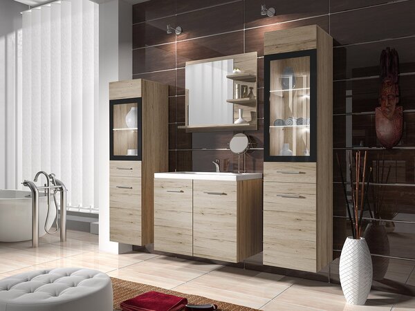 Mobilier baie Apoleon II (san remo) (fără baterie, fără sifon, cu lavoar) (cu iluminat LED alb). 1121800