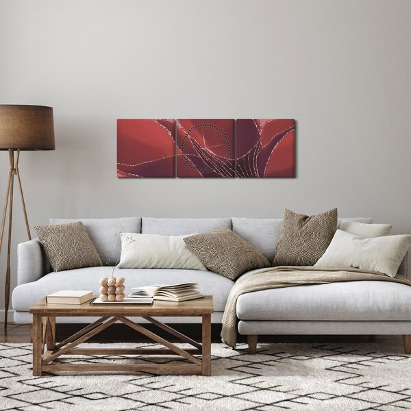 Tablou - Floare abstractă roșie N⁰2 (cu ceas) (90x30 cm)