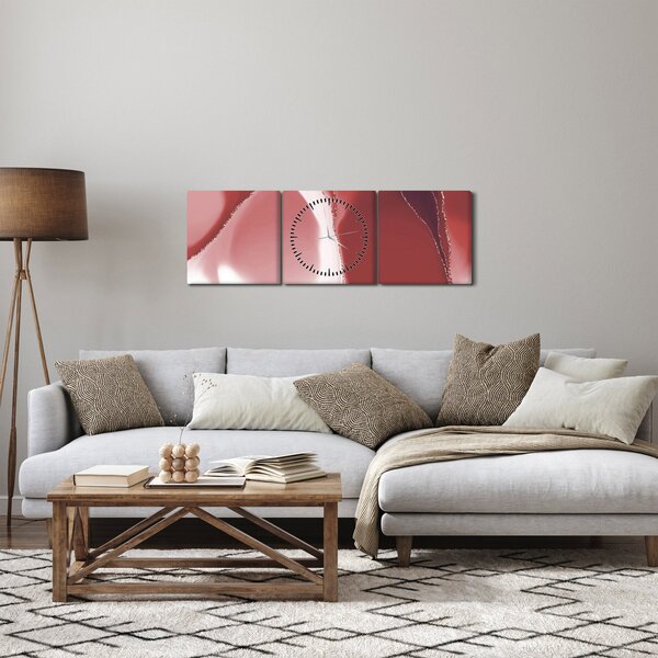 Tablou - Floare abstractă roșie N⁰3 (cu ceas) (90x30 cm)
