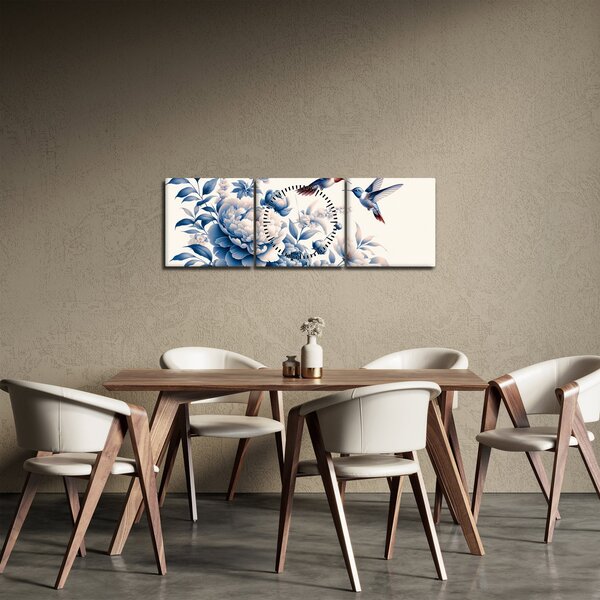 Tablou - Colibri deasupra florii (cu ceas) (90x30 cm)