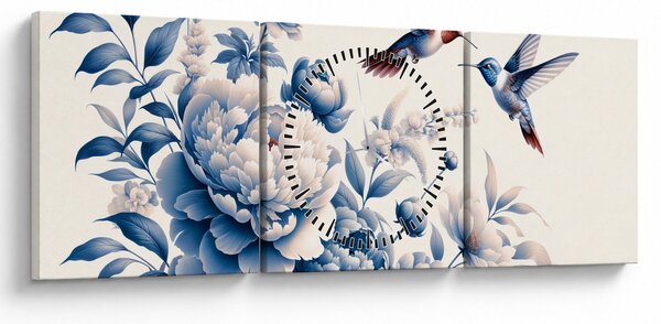 Tablou - Colibri deasupra florii (cu ceas) (90x30 cm)