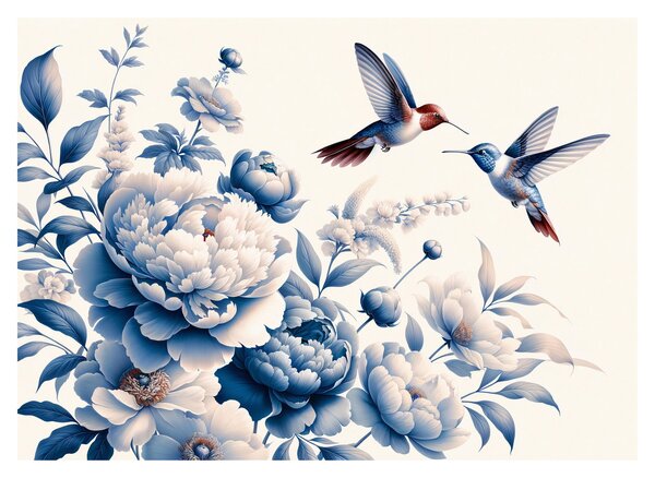 Tablou pe sticlă - Colibri deasupra florii (70x50 cm)