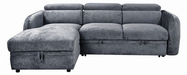 Colțar Extensibil Harmony KF7908 cu Ladă Depozitare, Șezlong Stânga, Gri Închis