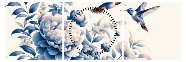 Tablou - Colibri deasupra florii (cu ceas) (90x30 cm)