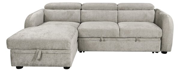 Colțar Extensibil Harmony KF7908 cu Ladă Depozitare, Șezlong Stânga, Gri Deschis