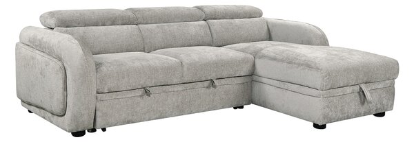 Colțar Extensibil Harmony KF7908 cu Ladă Depozitare, Șezlong Dreapta, Gri Deschis