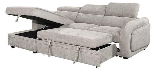 Colțar Extensibil Harmony KF7908 cu Ladă Depozitare, Șezlong Stânga, Gri Deschis