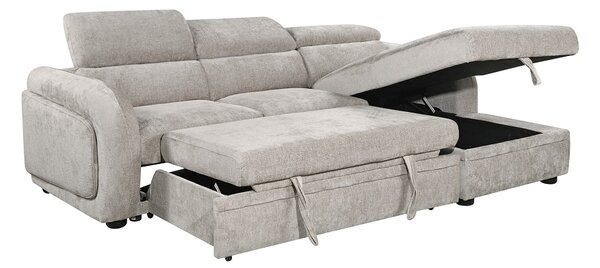 Colțar Extensibil Harmony KF7908 cu Ladă Depozitare, Șezlong Dreapta, Gri Deschis