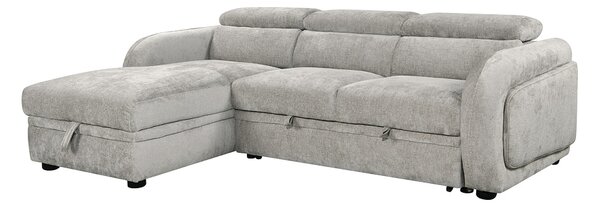 Colțar Extensibil Harmony KF7908 cu Ladă Depozitare, Șezlong Stânga, Gri Deschis