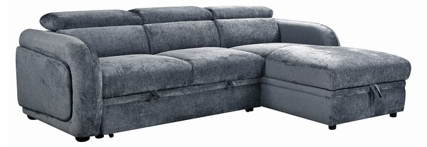 Colțar Extensibil Harmony KF7908 cu Ladă Depozitare, Șezlong Dreapta, Gri Închis
