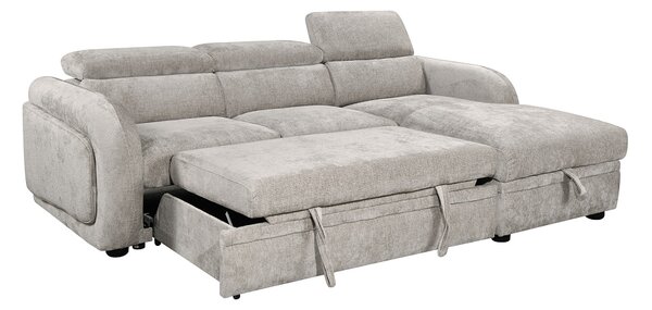 Colțar Extensibil Harmony KF7908 cu Ladă Depozitare, Șezlong Dreapta, Gri Deschis