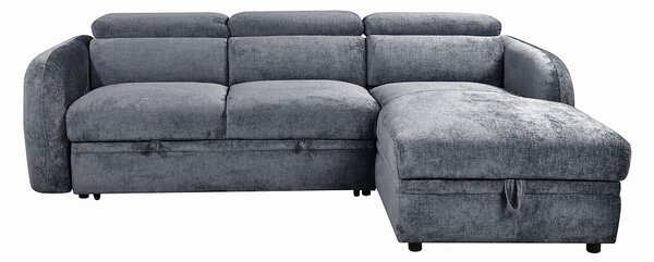 Colțar Extensibil Harmony KF7908 cu Ladă Depozitare, Șezlong Dreapta, Gri Închis