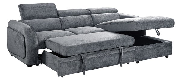 Colțar Extensibil Harmony KF7908 cu Ladă Depozitare, Șezlong Dreapta, Gri Închis