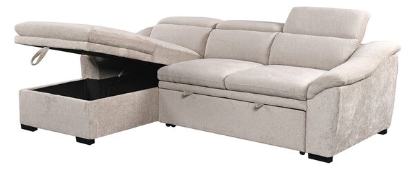 Colțar Extensibil Harmony KF7489 cu Ladă Depozitare, Șezlong Stânga, Gri Deschis