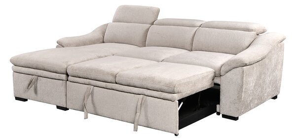 Colțar Extensibil Harmony KF7489 cu Ladă Depozitare, Șezlong Stânga, Gri Deschis