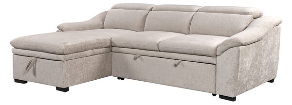 Colțar Extensibil Harmony KF7489 cu Ladă Depozitare, Șezlong Stânga, Gri Deschis