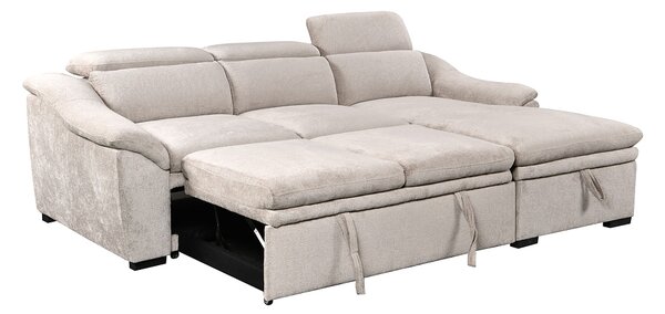 Colțar Extensibil Harmony KF7489 cu Ladă Depozitare, Șezlong Dreapta, Gri Deschis