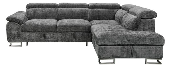 Colțar Extensibil Cremona KF7629 cu Ladă Depozitare, Șezlong Dreapta, Gri