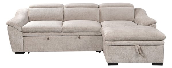 Colțar Extensibil Harmony KF7489 cu Ladă Depozitare, Șezlong Dreapta, Gri Deschis