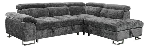 Colțar Extensibil Cremona KF7629 cu Ladă Depozitare, Șezlong Dreapta, Gri
