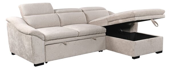 Colțar Extensibil Harmony KF7489 cu Ladă Depozitare, Șezlong Dreapta, Gri Deschis