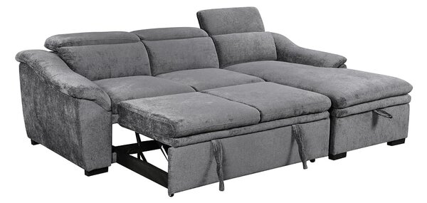 Colțar Extensibil Harmony KF7489 cu Ladă Depozitare, Șezlong Dreapta, Gri Închis