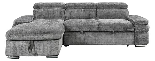 Colțar Extensibil Cremona KF7868 cu 2 Spații Depozitare, Șezlong Stânga, Gri