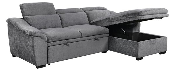 Colțar Extensibil Harmony KF7489 cu Ladă Depozitare, Șezlong Dreapta, Gri Închis