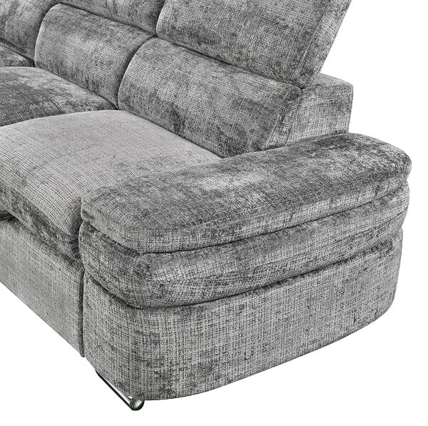 Colțar Extensibil Cremona KF7868 cu 2 Spații Depozitare, Șezlong Stânga, Gri