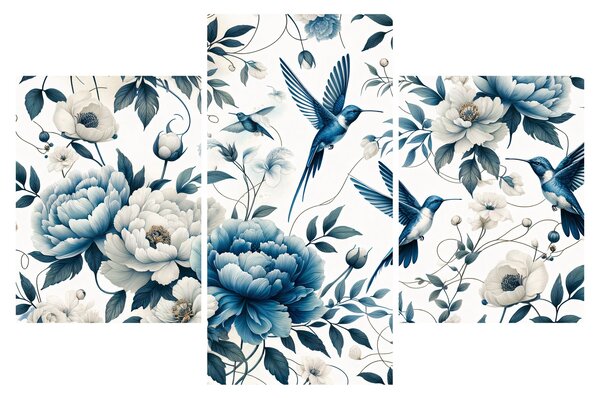 Tablou - Colibri cu flori (90x60 cm)