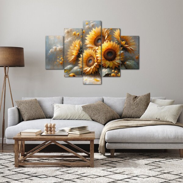 Tablou - Pictură cu floarea-soarelui (150x105 cm)