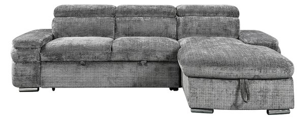 Colțar Extensibil Cremona KF7868 cu 2 Spații Depozitare, Șezlong Dreapta, Gri