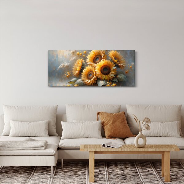 Tablou - Pictură cu floarea-soarelui (120x50 cm)