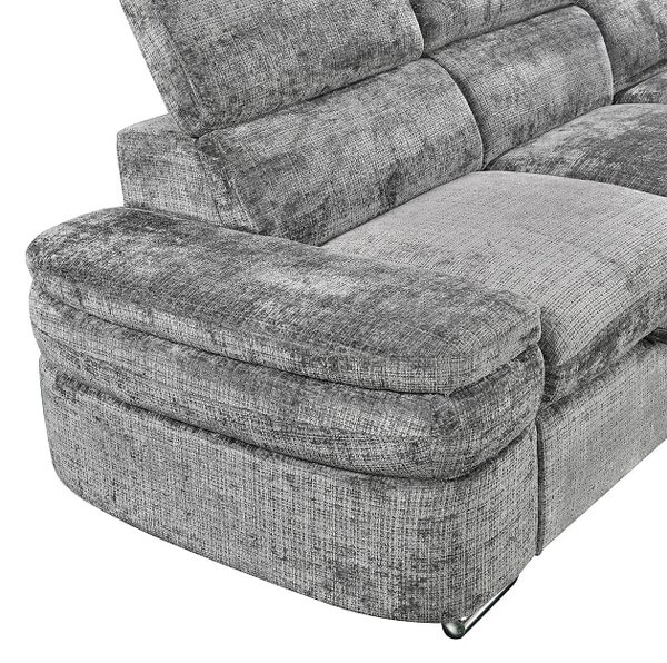 Colțar Extensibil Cremona KF7868 cu 2 Spații Depozitare, Șezlong Dreapta, Gri
