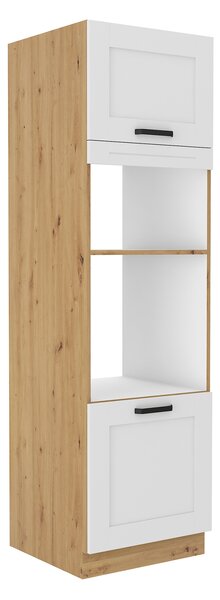 Dulap înalt pentru cuptor și microunde Lesana 2 (alb + stejar artisan) 60 DPM-210 2F . 1063979