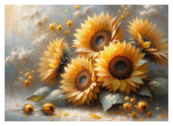 Tablou - Pictură cu floarea-soarelui (70x50 cm)