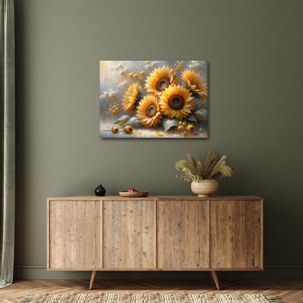 Tablou - Pictură cu floarea-soarelui (70x50 cm)