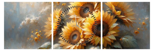 Tablou - Pictură cu floarea-soarelui (cu ceas) (90x30 cm)